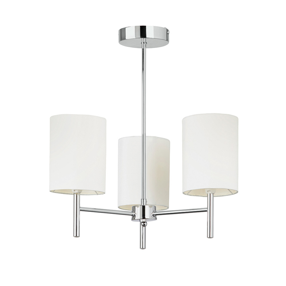 Bryan Fabric Shade 3 Lights Semi-Flush Pendant Light In Chrome