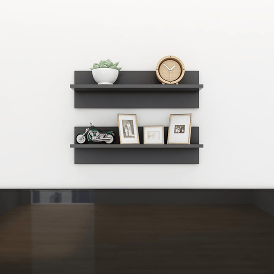 Read more about Bryce set of 2 high gloss wall shelf in grey