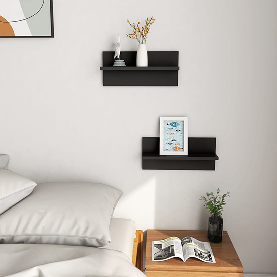 Read more about Bryce set of 2 wooden wall shelf in black