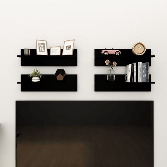 Read more about Bryce set of 4 high gloss wall shelf in black