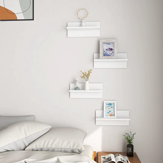 Photo of Bryce set of 4 wooden wall shelf in white