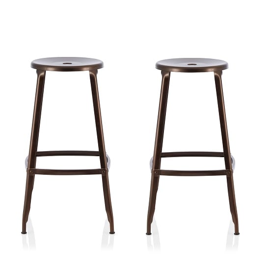 Bryson 66cm Metal Bar Stools In Antique Bronze In A Pair Furniture in