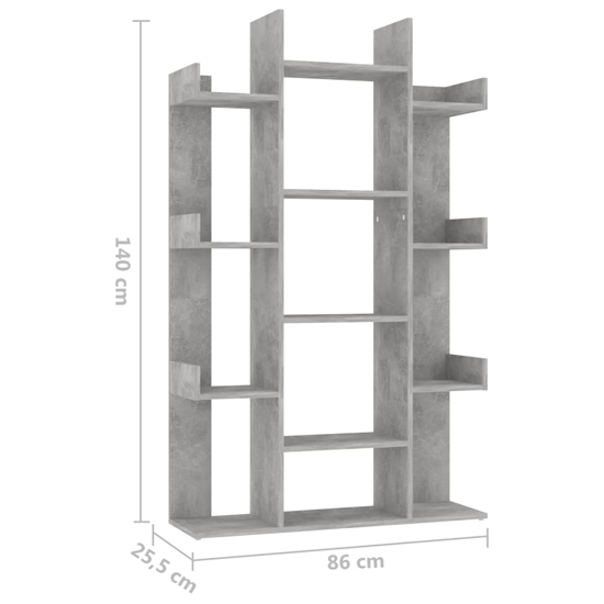 Bryson Wooden Bookcase With 13 Compartments In Concrete Effect