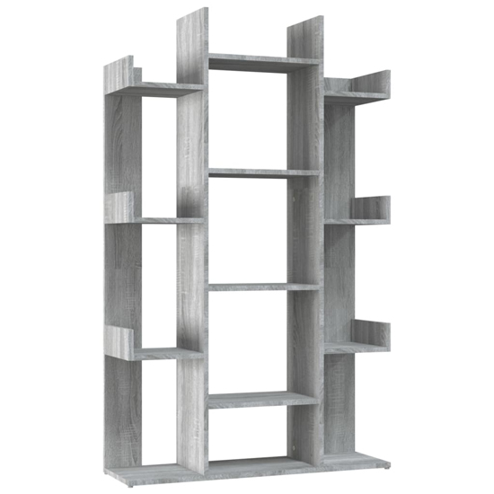 Bryson Wooden Bookcase With 13 Compartments In Grey Sonoma Oak