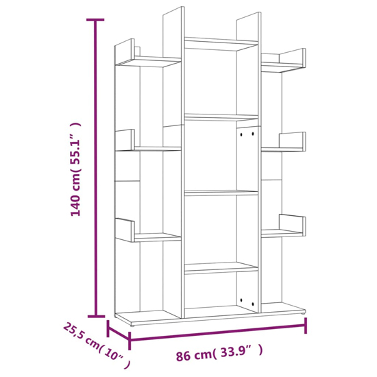 Bryson Wooden Bookcase With 13 Compartments In Grey Sonoma Oak