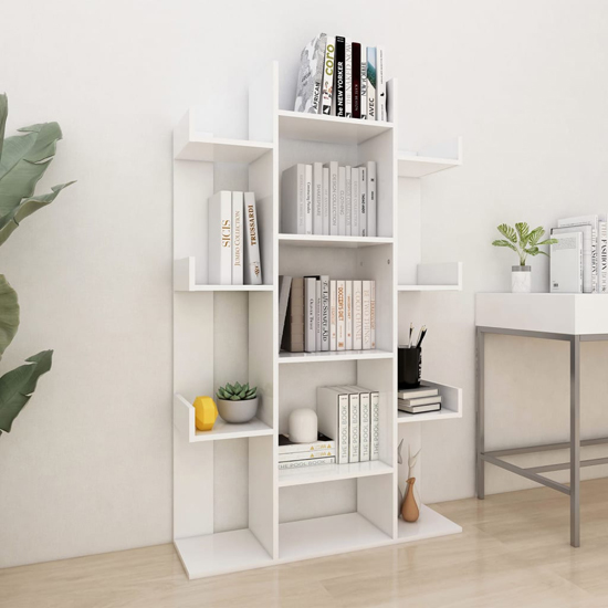 Read more about Bryson wooden bookcase with 13 compartments in white