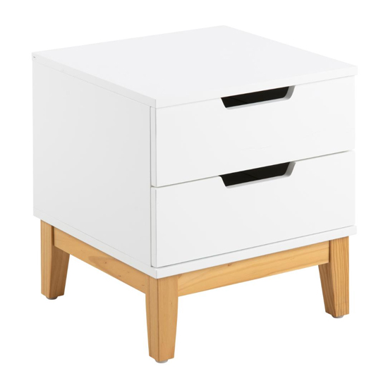 Read more about Bucane wooden 2 drawers bedside cabinet in white