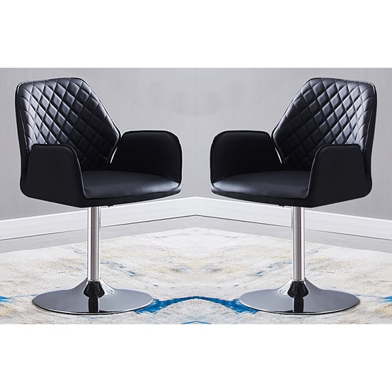 Product photograph of Bucketeer Black Faux Leather Dining Chairs In Pair from Furniture in Fashion