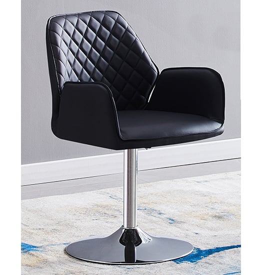 Product photograph of Bucketeer Faux Leather Dining Chair In Black With Swivel Action from Furniture in Fashion