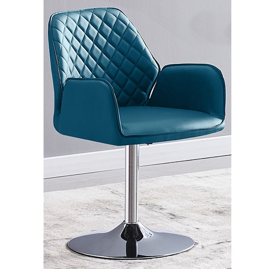 Product photograph of Bucketeer Faux Leather Dining Chair In Teal With Swivel Action from Furniture in Fashion