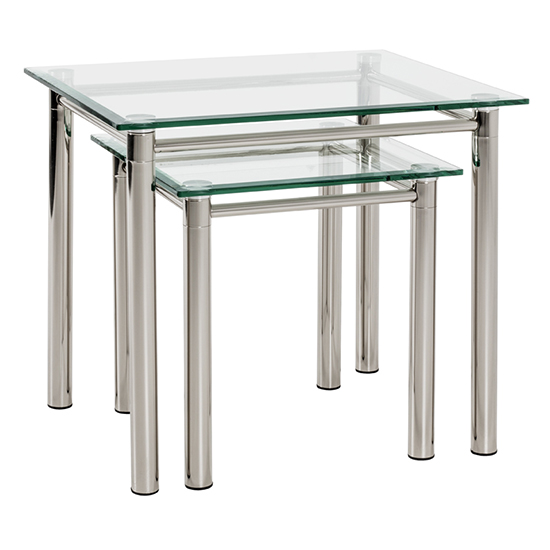 Buckeye Clear Glass Set Of 2 Side Tables With Chrome Legs_2
