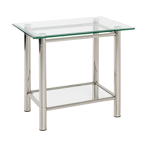Buckeye Clear Glass Side Table With Chrome Legs_2