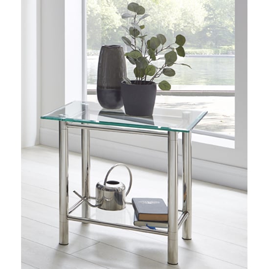Buckeye Clear Glass Side Table With Chrome Legs