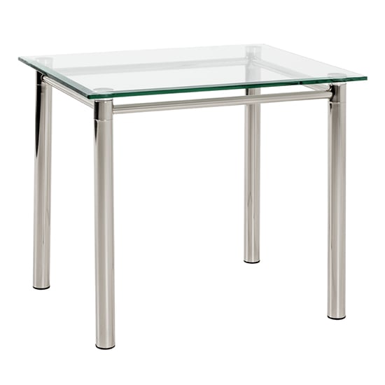 Product photograph of Buckeye Large Clear Glass Side Table With Chrome Legs from Furniture in Fashion