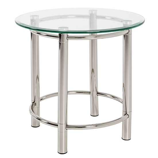 Buckeye Round Clear Glass Side Table With Chrome Legs