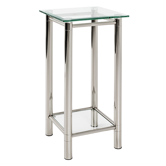 Buckeye Tall Clear Glass Side Table With Chrome Legs_2