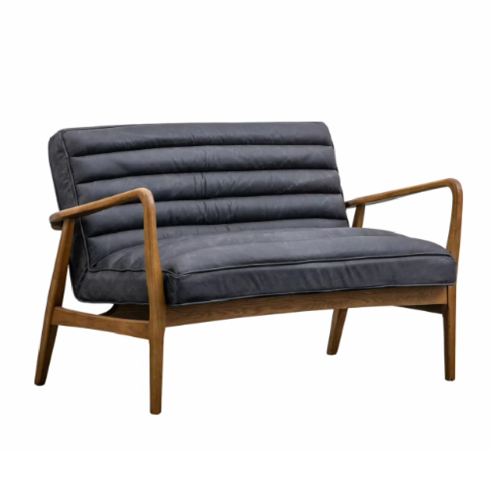 Dotson Fabric 2 Seater Sofa In Antique Ebony