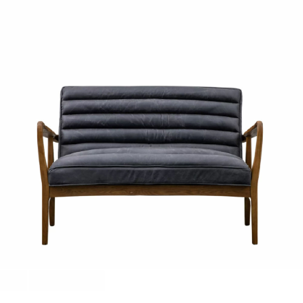 Dotson Fabric 2 Seater Sofa In Antique Ebony