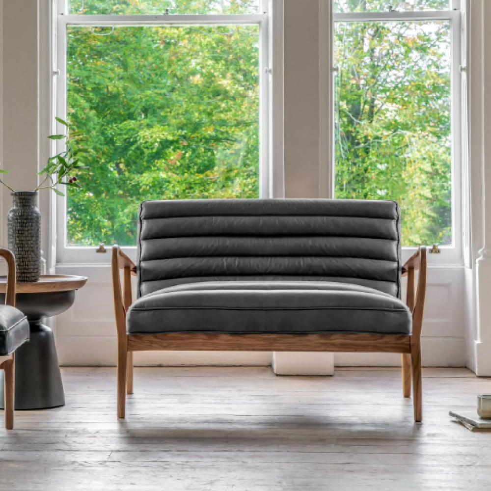 Dotson Fabric 2 Seater Sofa In Antique Ebony