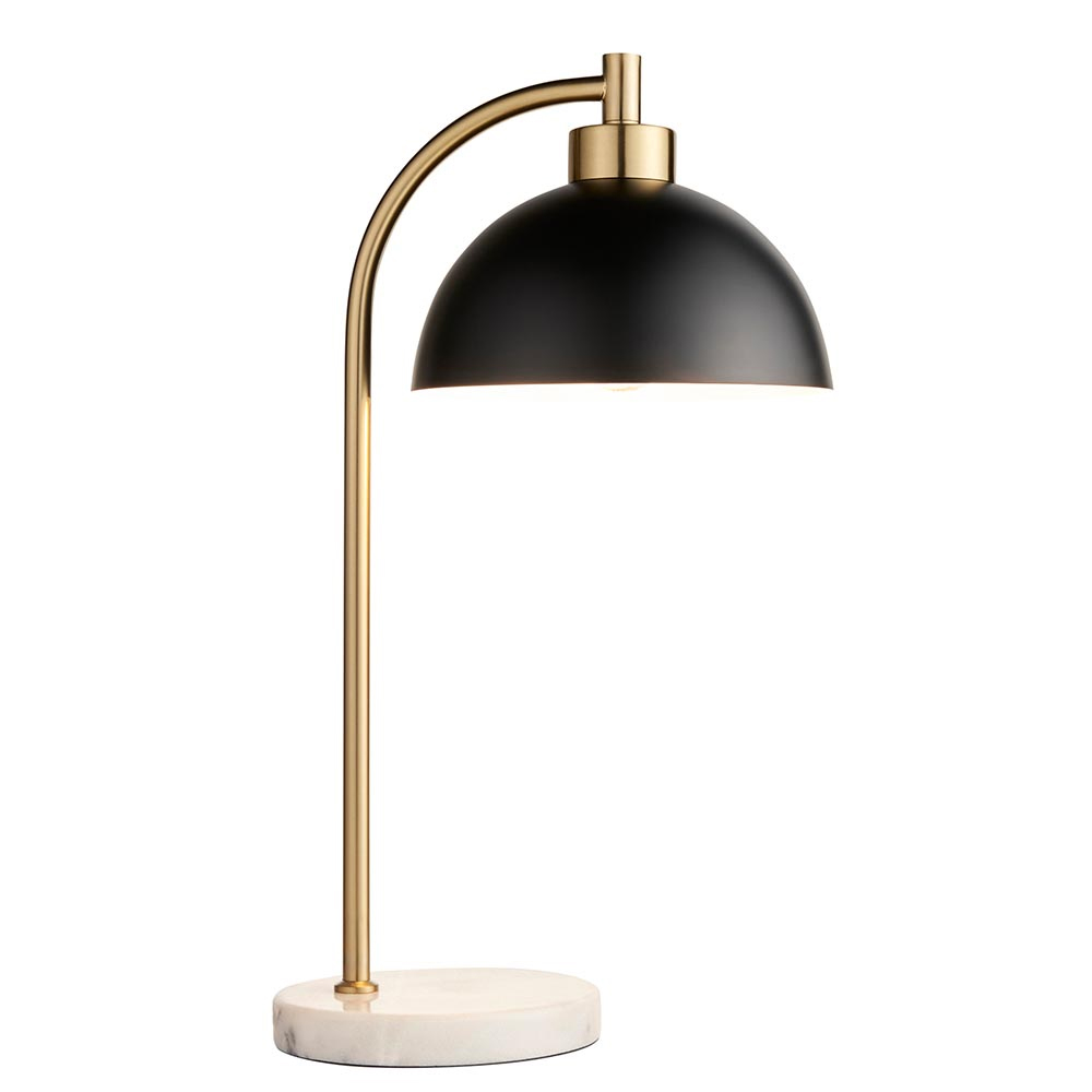 Budapest Matt Black Shade Table Lamp With Marble Base