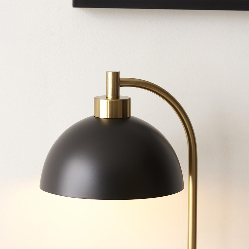 Budapest Matt Black Shade Table Lamp With Marble Base