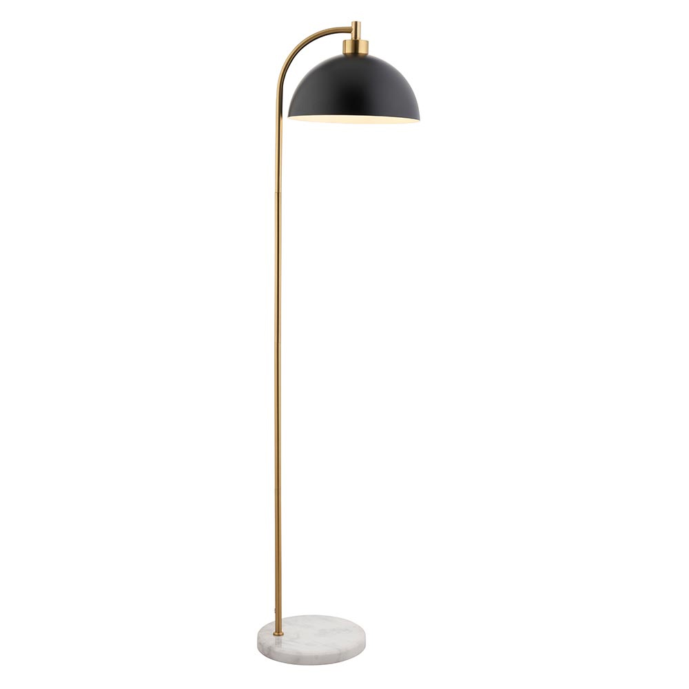 Budapest Metal Floor Lamp In Antique Brass With Marble Base