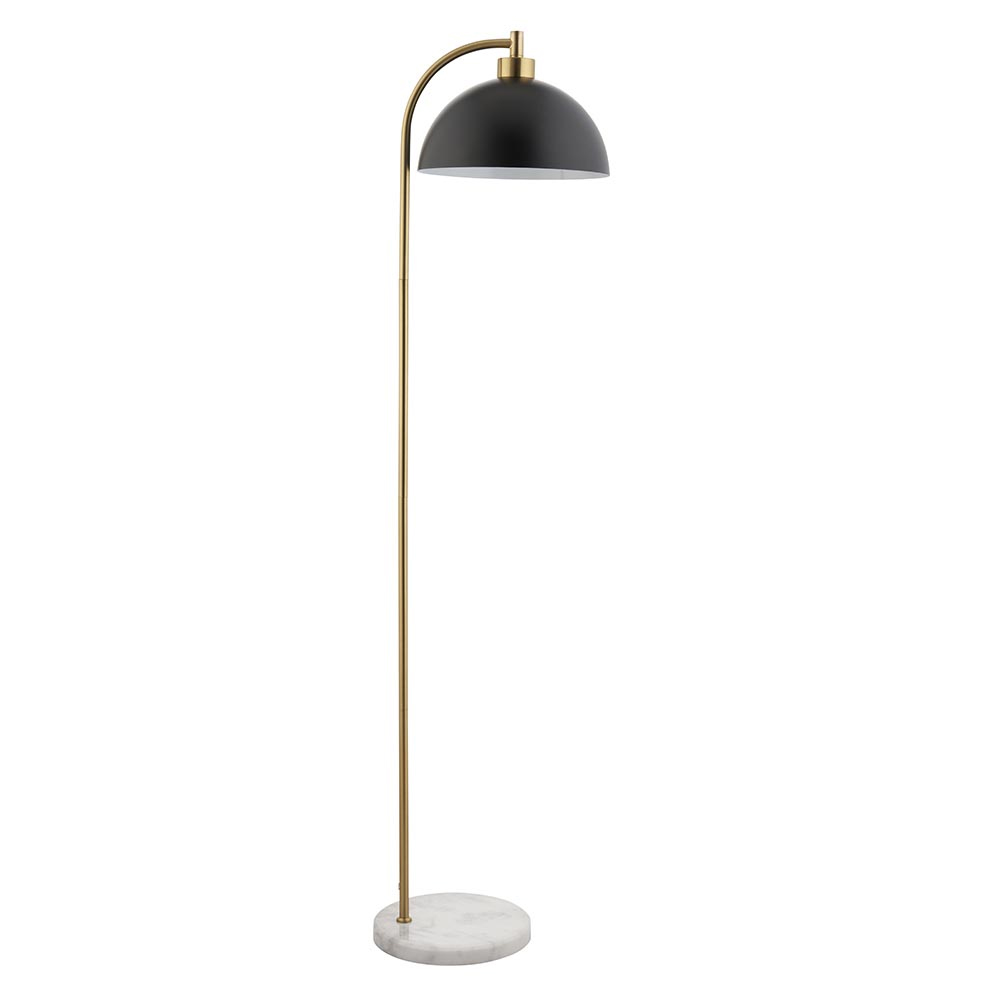 Budapest Metal Floor Lamp In Antique Brass With Marble Base