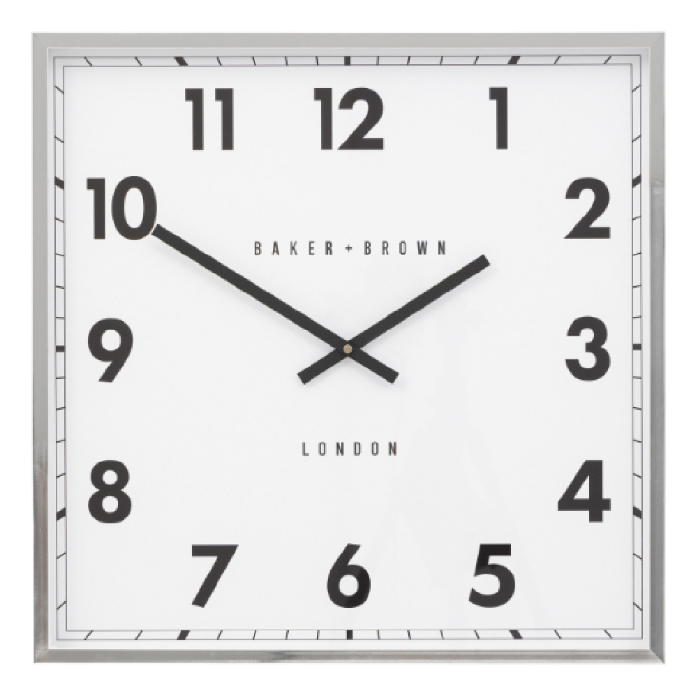Budapest Wooden Square Wall Clock In Chrome