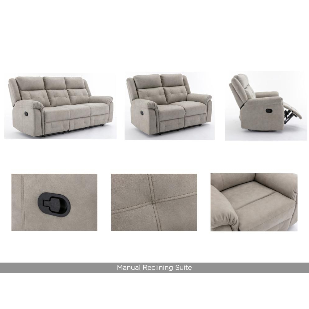 Budva Fabric Recliner 3+1+1 Seater Sofa Set - Light Grey