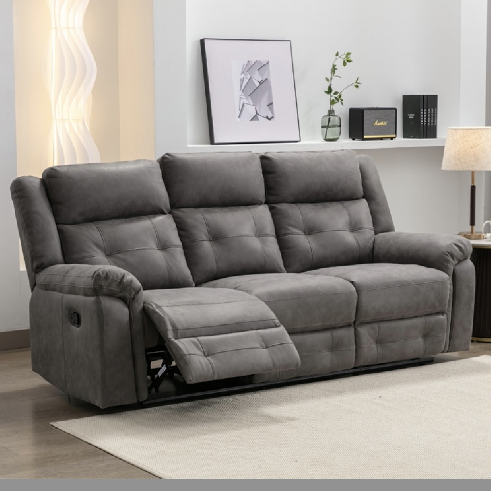 Budva Fabric Recliner Sofa Suite In Dark Grey