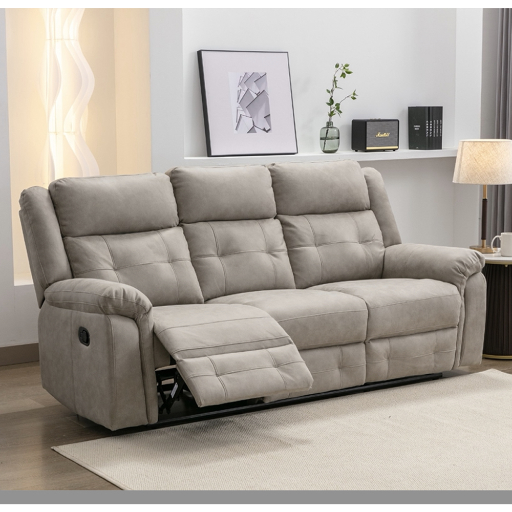 Budva Fabric Recliner Sofa Suite - Light Grey