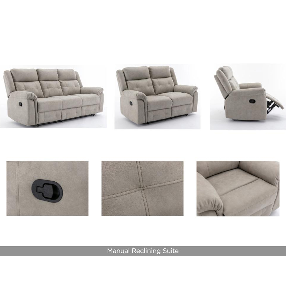Budva Fabric Recliner Sofa Suite - Light Grey