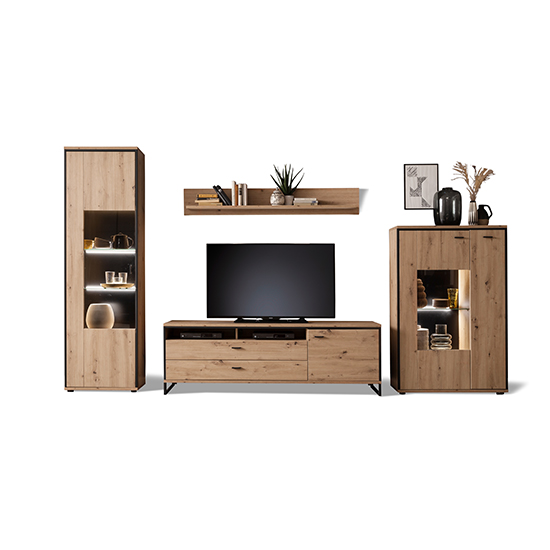 Buenos Aires LED Living Room Set In Planked Oak With Highboard_2