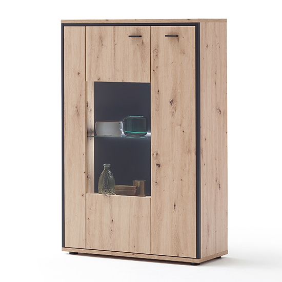 Buenos Aires Small LED Highboard In Planked Oak With 3 Doors_2