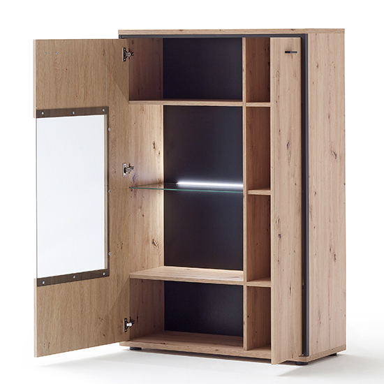 Buenos Aires Small LED Highboard In Planked Oak With 3 Doors_3