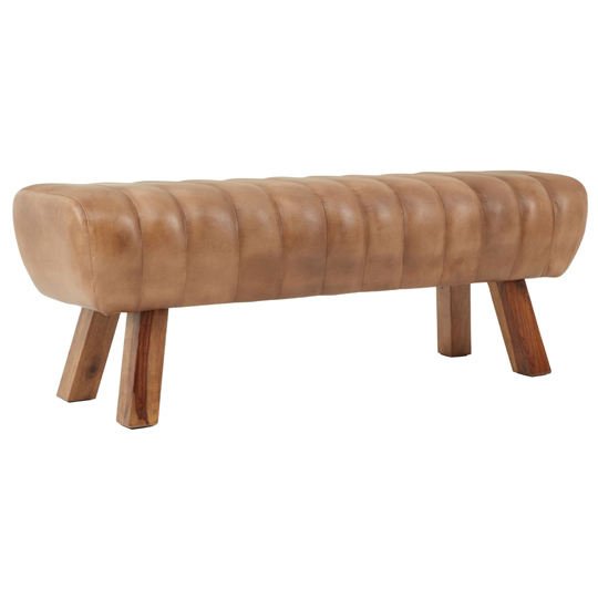 Australis Wooden Gym Stool With Brown Leather     _2