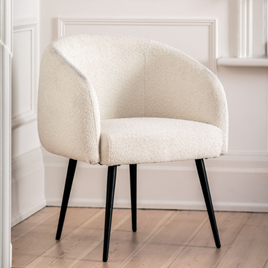 Bugaati Fabric Tub Chair With Black Legs In Off White