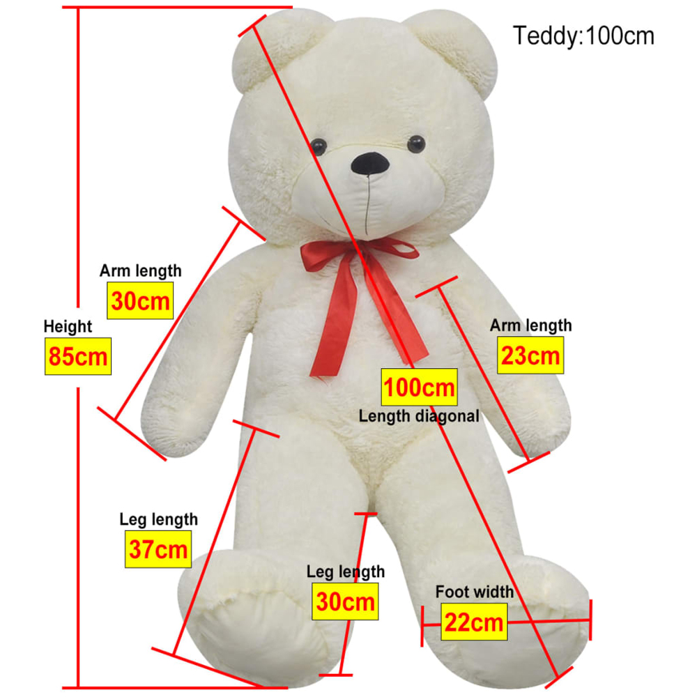 Bulverde 100cm Polyester Plush Teddy Bear Cuddly Toy - White