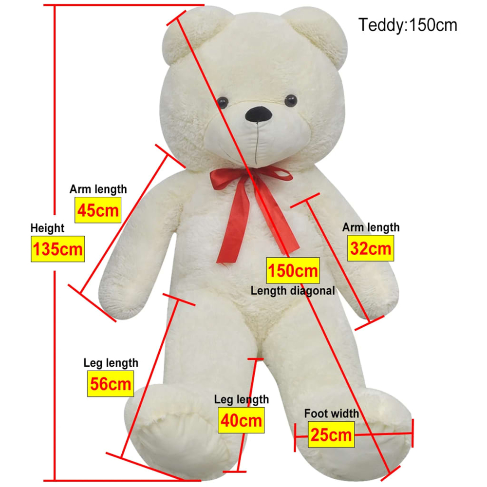 Bulverde 150cm Polyester Plush Teddy Bear Cuddly Toy - White