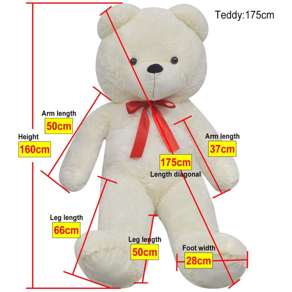Bulverde 175cm Polyester Plush Teddy Bear Cuddly Toy - White