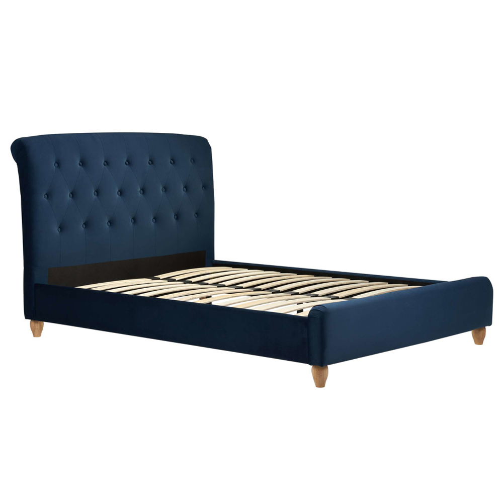 Bulverde Fabric Small Double Bed In Midnight Blue