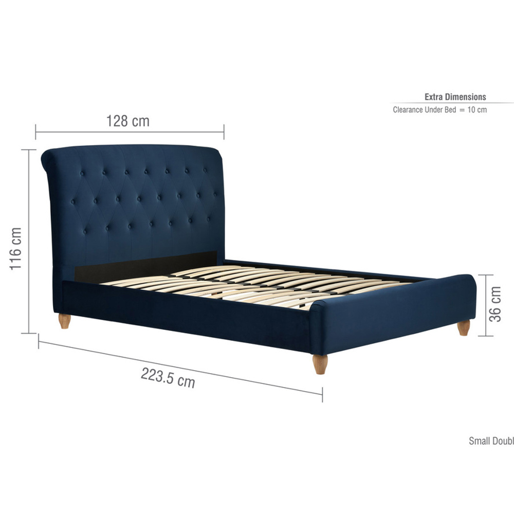 Bulverde Fabric Small Double Bed In Midnight Blue