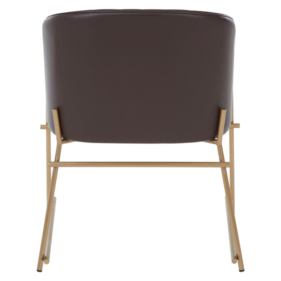 Bunda Faux Leather Dining Chair With Brass Frame In Brown