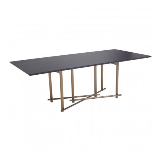 Bunda Wooden Dining Table In Black With Steel Golden Base_2