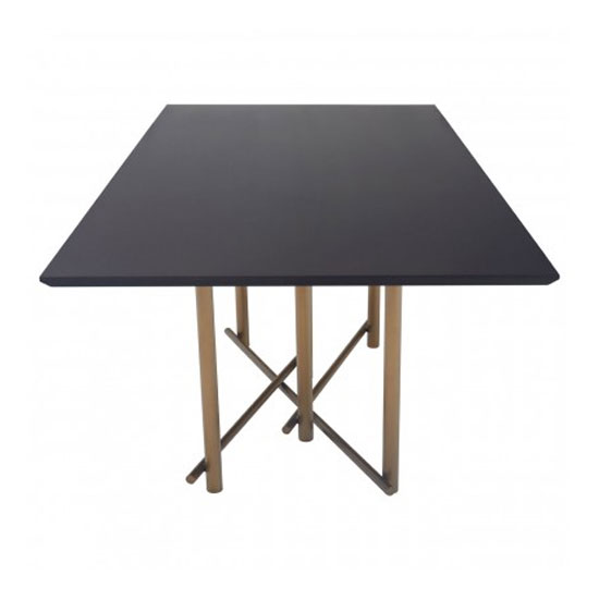 Bunda Wooden Dining Table In Black With Steel Golden Base_3