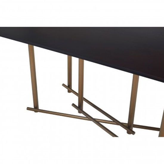 Bunda Wooden Dining Table In Black With Steel Golden Base_4