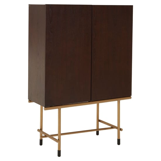 Read more about Bunda wooden wine cabinet with brass frame in walnut