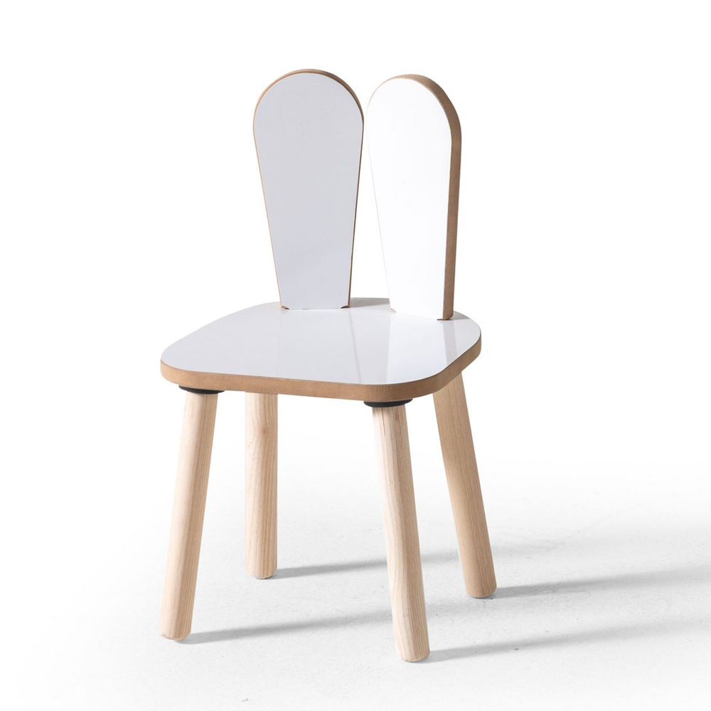 Bunny Wooden Kids Chair in White and Oak