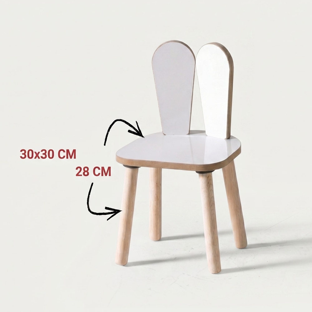 Bunny Wooden Kids Chair in White and Oak