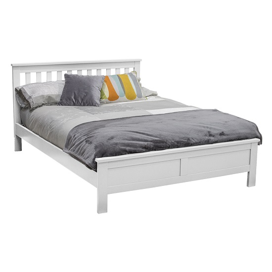 Buntin Wooden Double Size Bed In White Painted Finish
